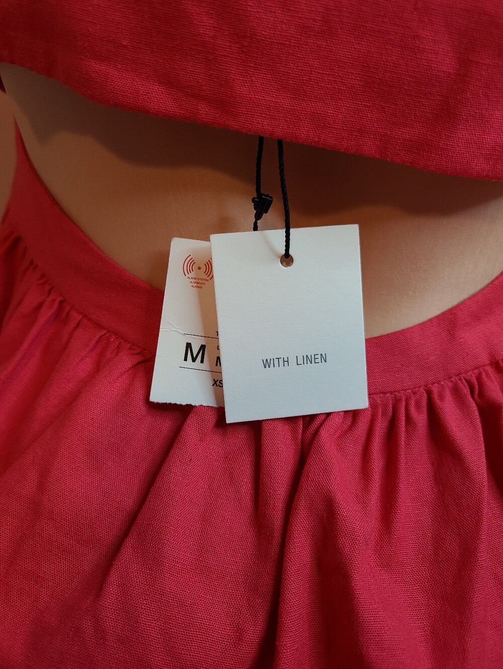 ZARA Linen Ruffle Tie Front Cut-out Peplum Top Size M - Picture 4 of 7